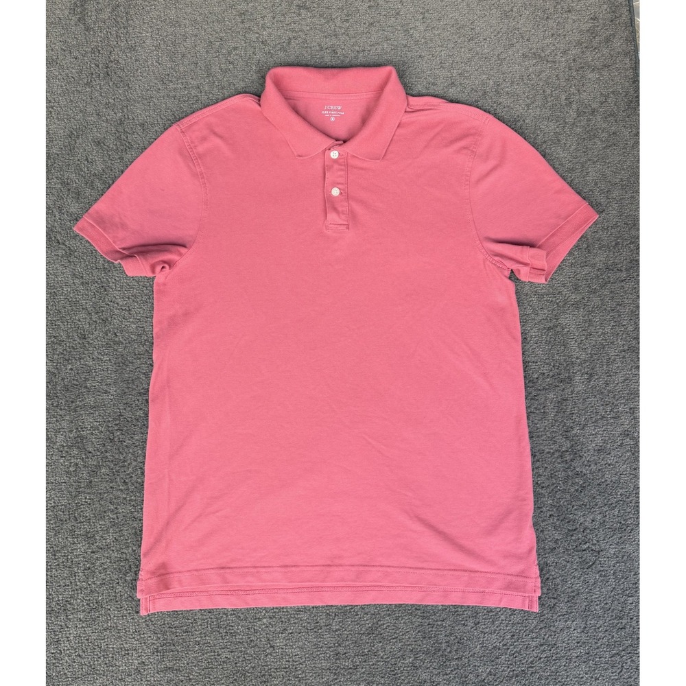 J.Crew Mens Flex Pique Polo Shirt Pink Short Sleeve Stretch Size M